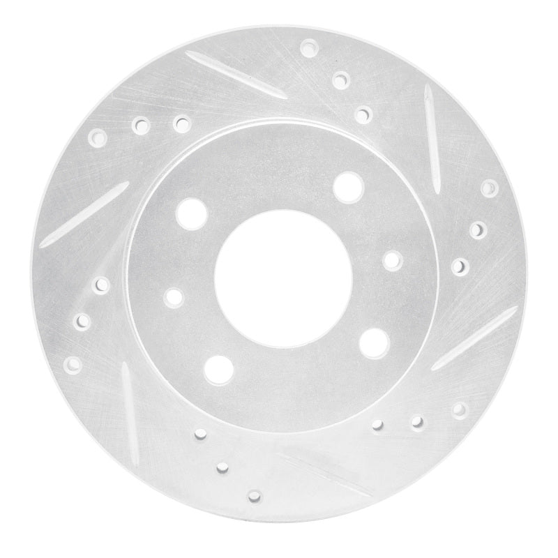R1 95-00 Nissan 200SX Front Right Drilled & Slotted Silver Brake Rotor