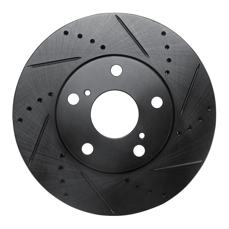 R1 92-06 Lexus ES300 Front Right Drilled & Slotted Black Brake Rotor