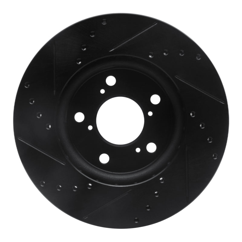 R1 05-10 Honda Odyssey Front Right Drilled & Slotted Black Brake Rotor