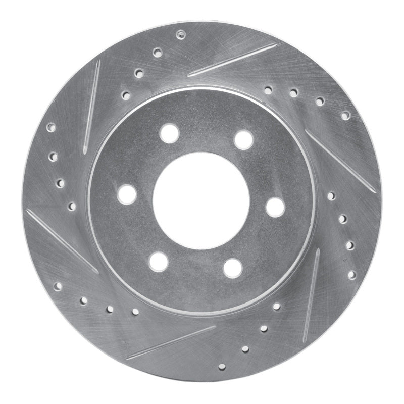 R1 91-96 Dodge Dakota 4WD Front Left Drilled & Slotted Silver Brake Rotor
