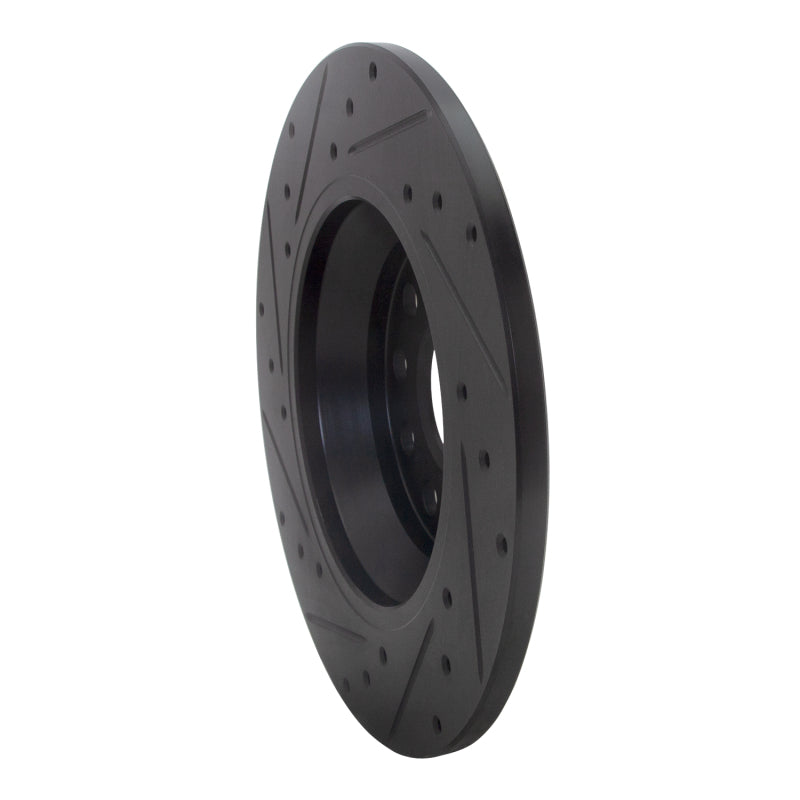 R1 16-25 Audi Q3 Rear Right Drilled & Slotted Black Brake Rotor