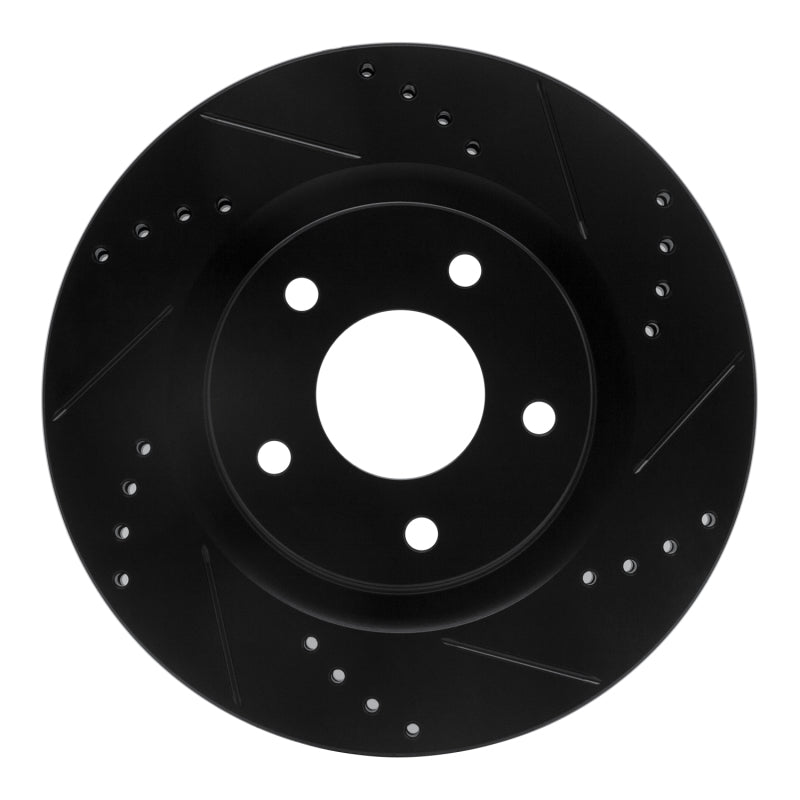 R1 11-19 Nissan Juke Front Right Drilled & Slotted Black Brake Rotor
