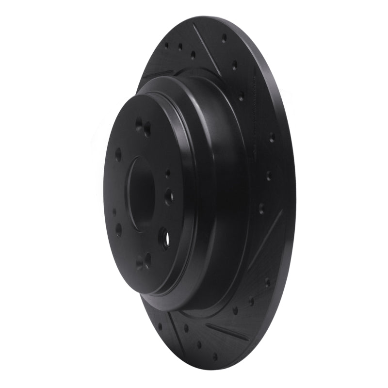 R1 10-15 Honda Accord Crosstour Rear Right Drilled & Slotted Black Brake Rotor