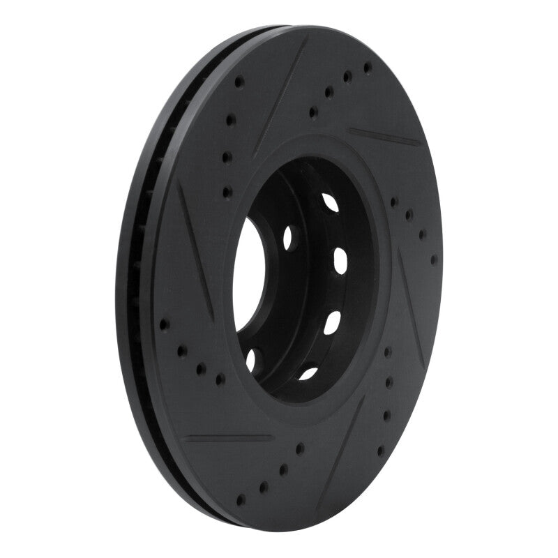 R1 90-98 Audi Cabriolet Front Right Drilled & Slotted Black Brake Rotor