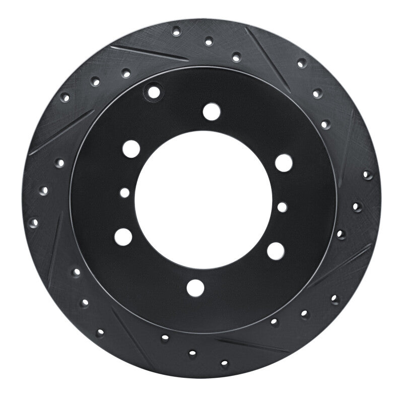 R1 90-04 Mitsubishi Montero Sport (USA/Canada) Rear Right Drilled & Slotted Black Brake Rotor