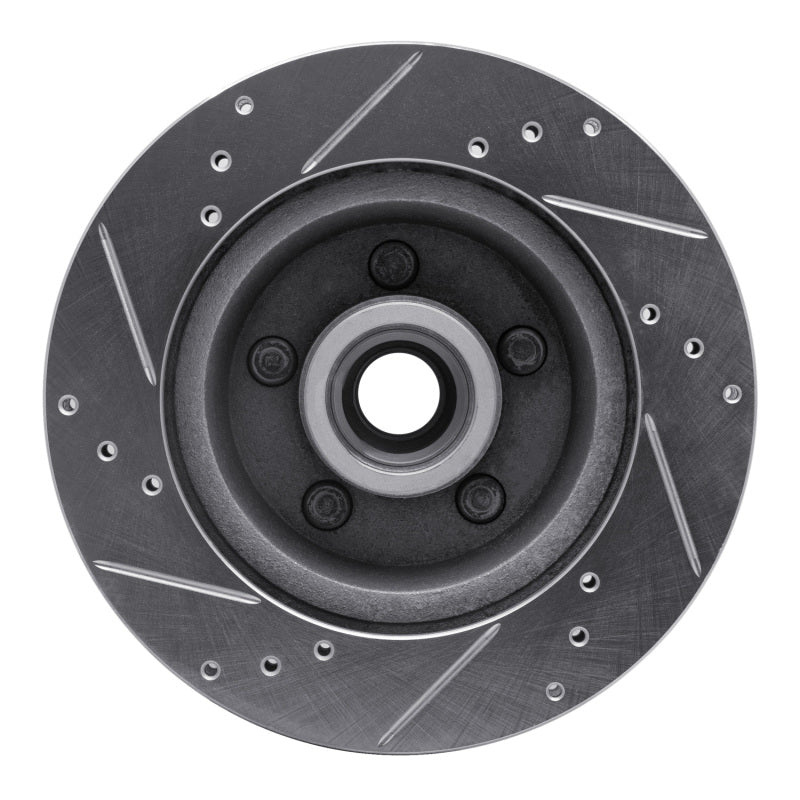 R1 70-72 Ford LTD Front Right Drilled & Slotted Silver Brake Rotor
