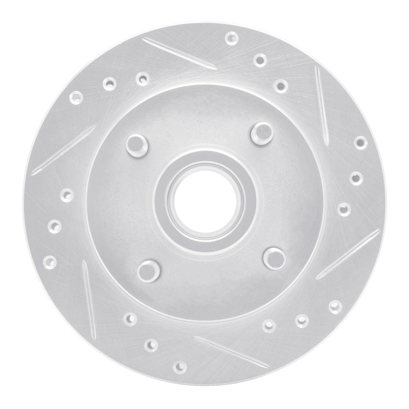 R1 1974-1980 Ford Pinto Front Right Drilled & Slotted Silver Brake Rotor