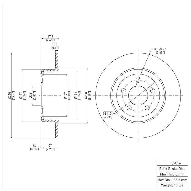 R1 2005-2023 Chrysler 300 Rear Brake Rotor