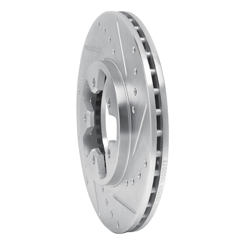 R1 84-89 Nissan 300ZX Front Right Drilled & Slotted Silver Brake Rotor