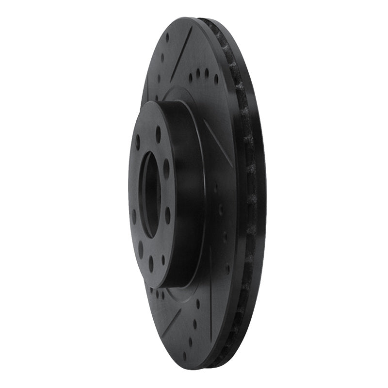 R1 06-15 Mazda MX-5 Miata Front Left Drilled & Slotted Black Brake Rotor