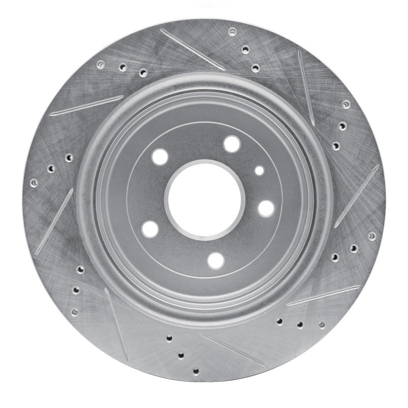 R1 14-19 Chevrolet Corvette Rear Left Drilled & Slotted Silver Brake Rotor
