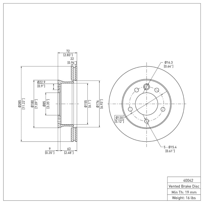 R1 02-06 Dodge Sprinter 2500 Front Brake Rotor