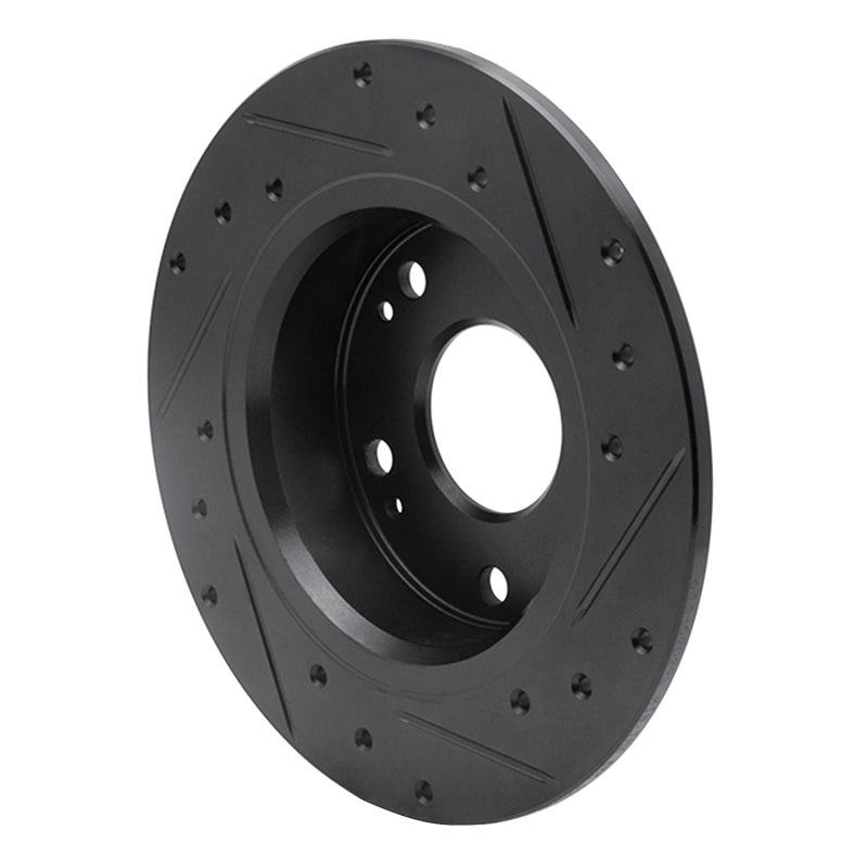 R1 03-08 Acura TSX Rear Left Drilled & Slotted Black Brake Rotor