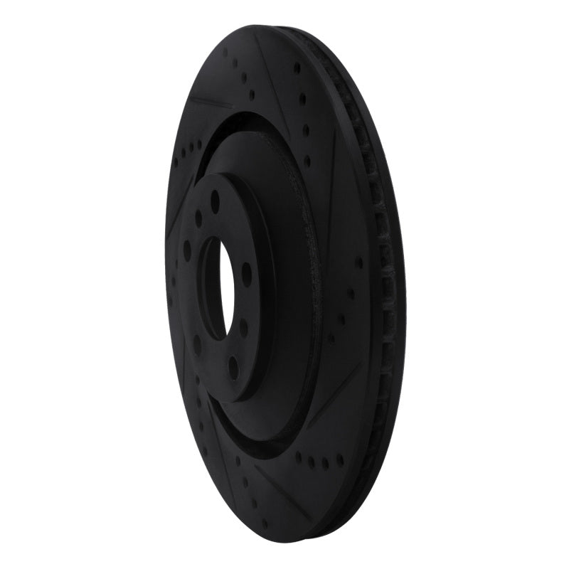 R1 04-18 Audi A8 Rear Right Drilled & Slotted Black Brake Rotor