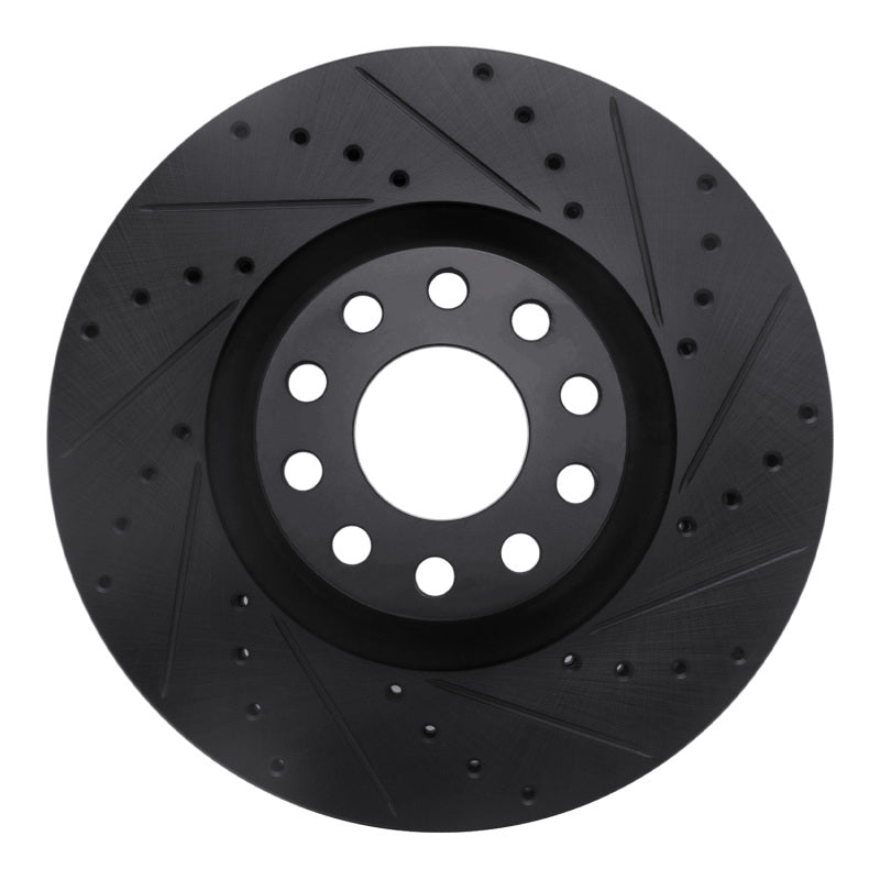 R1 99-04 Audi S6 Front Right Drilled & Slotted Black Brake Rotor