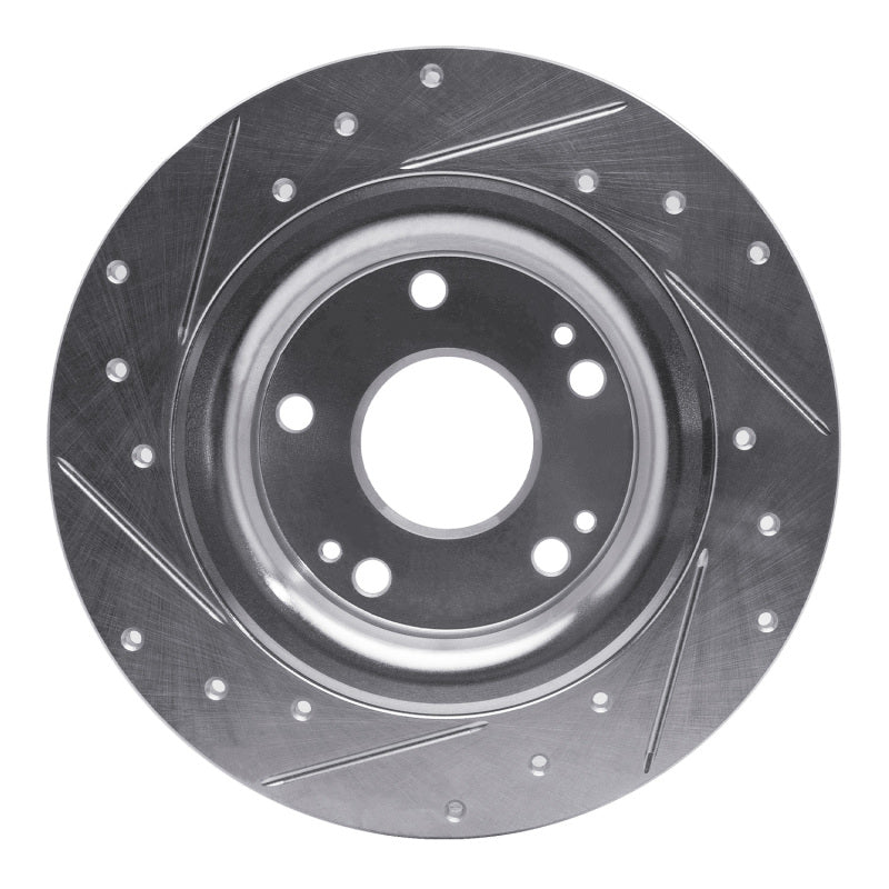 DFC 17-20 Honda Civic Coupe Rear Right Drilled & Slotted Silver Brake Rotor