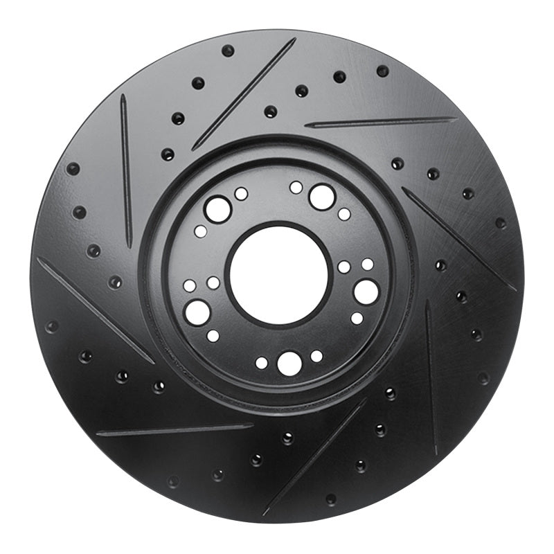 R1 92-10 Lexus LS400 Front Right Drilled & Slotted Black Brake Rotor