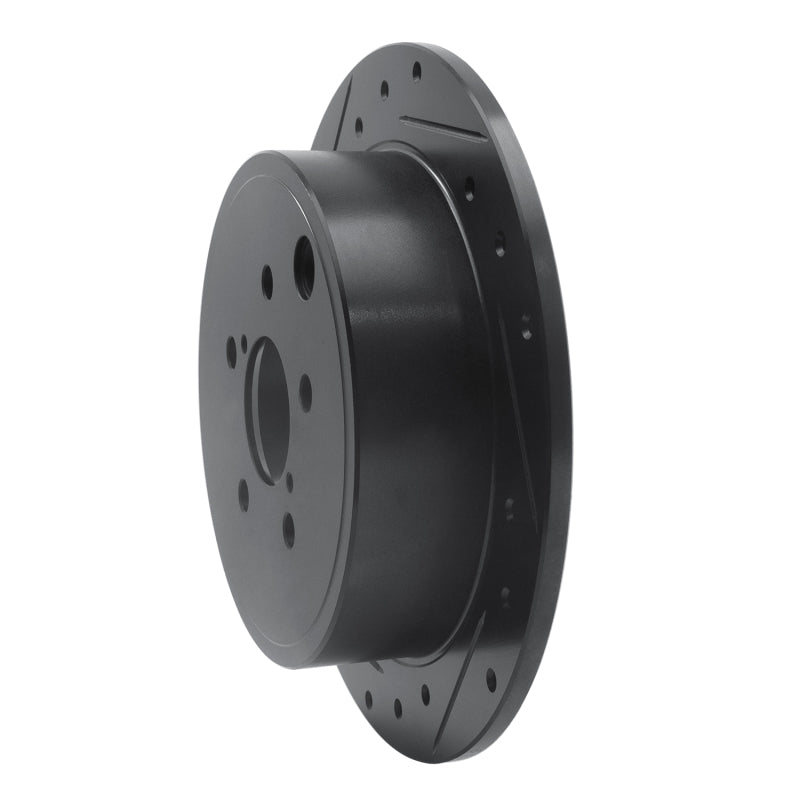 R1 08-15 Subaru Forester Rear Left Drilled & Slotted Black Brake Rotor