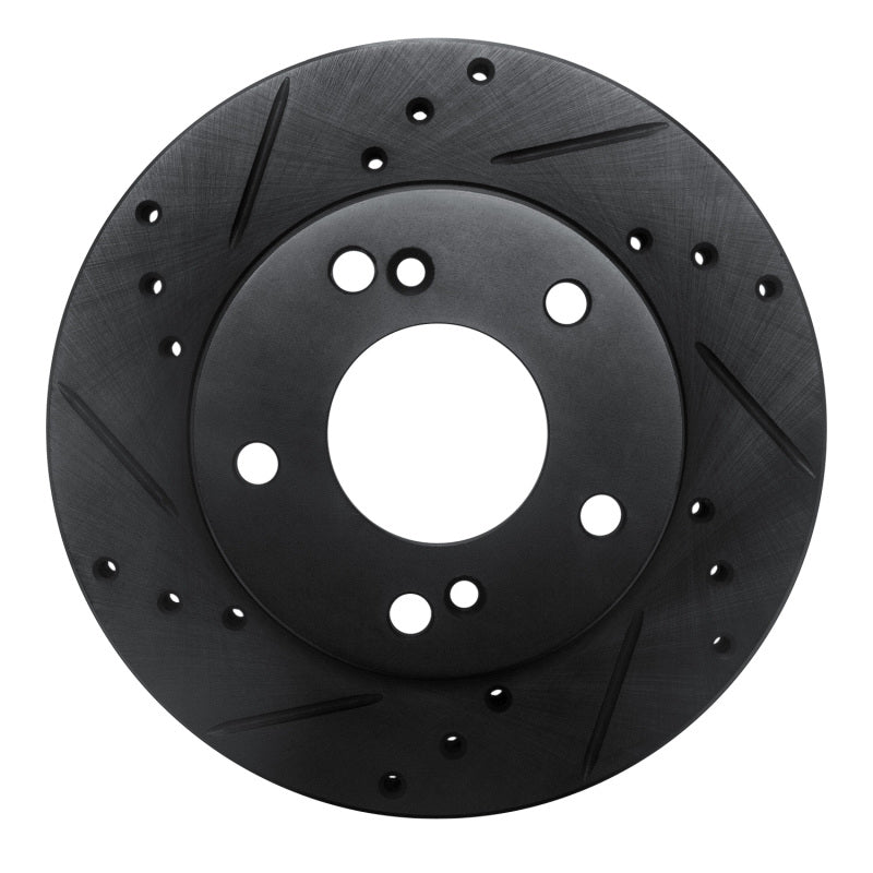 R1 96-98 Nissan 240SX Front Left Drilled & Slotted Black Brake Rotor
