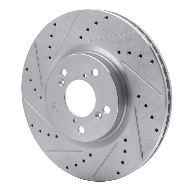 R1 07-20 Acura MDX Front Left Drilled & Slotted Silver Brake Rotor