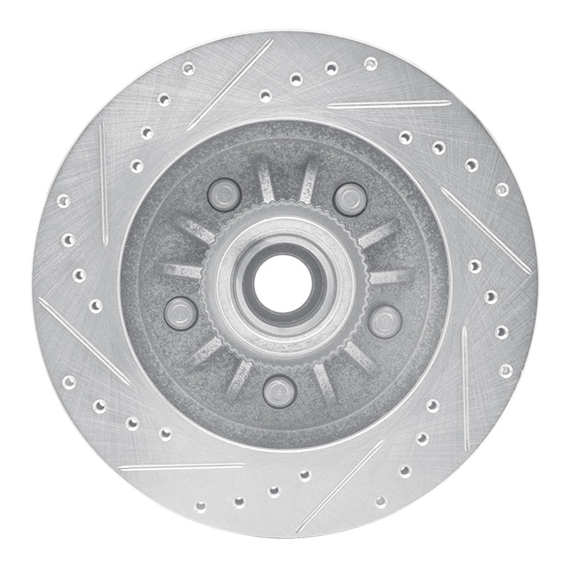 DFC 97-00 Ford Expedition Front Right Drilled & Slotted Silver Brake Rotor