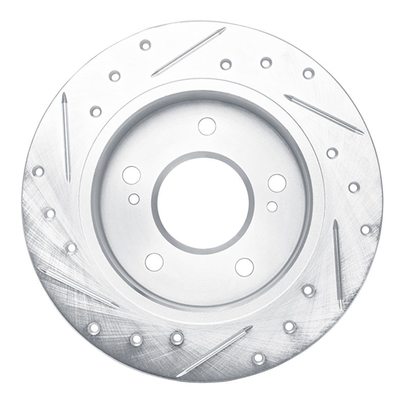 R1 94-98 Nissan 240SX Rear Right Drilled & Slotted Silver Brake Rotor