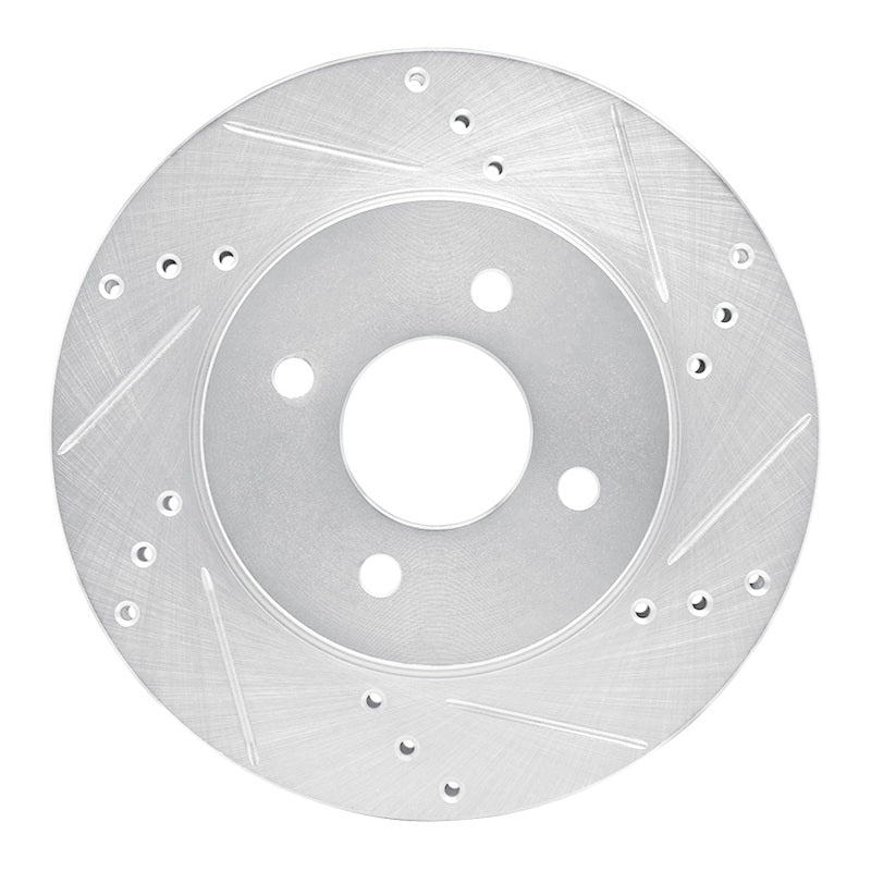 R1 11-25 Nissan March (Mexico) Front Right Drilled & Slotted Silver Brake Rotor