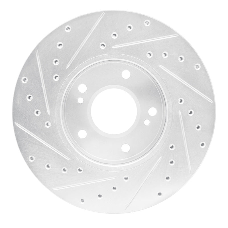 R1 87-89 Nissan 300ZX Turbo Front Right Drilled & Slotted Silver Brake Rotor