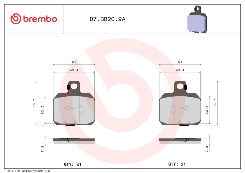 Brembo OE 1999 Bombardier Traxter 500 4x4 Auto Sinter Genuine Disc Brake Pad Set - Front