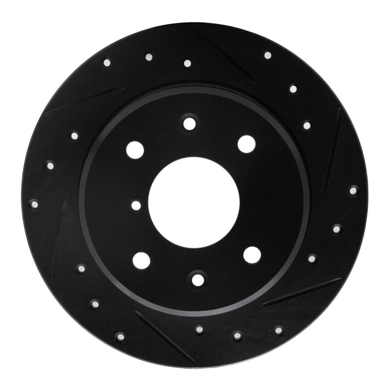 R1 86-88 Mazda RX-7 Rear Right Drilled & Slotted Black Brake Rotor