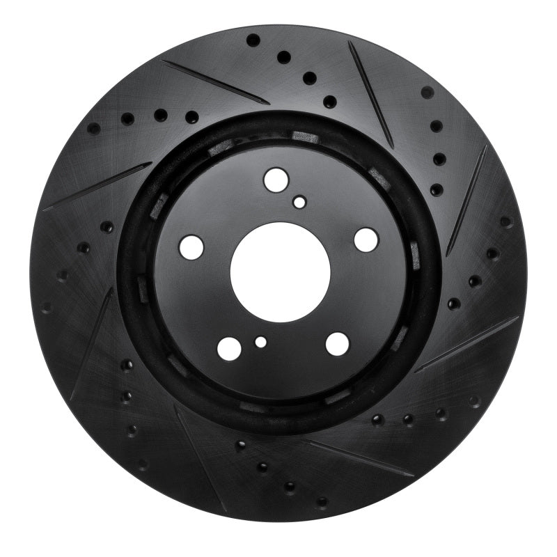 R1 09-15 Toyota Venza Front Right Drilled & Slotted Black Brake Rotor