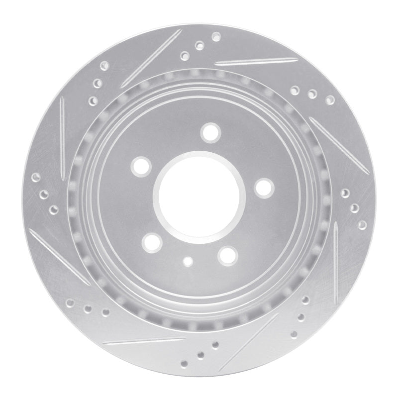 R1 03-11 Cadillac CTS Rear Right Drilled & Slotted Silver Brake Rotor