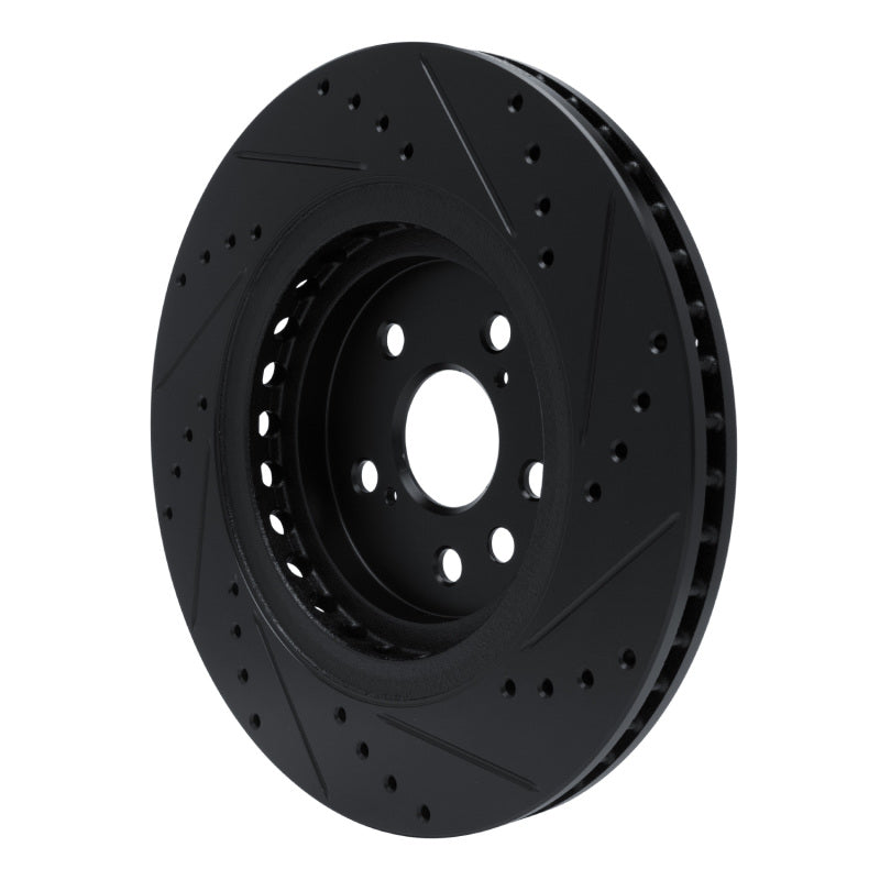 R1 20-25 Lexus RX350h Front Left Drilled & Slotted Black Brake Rotor