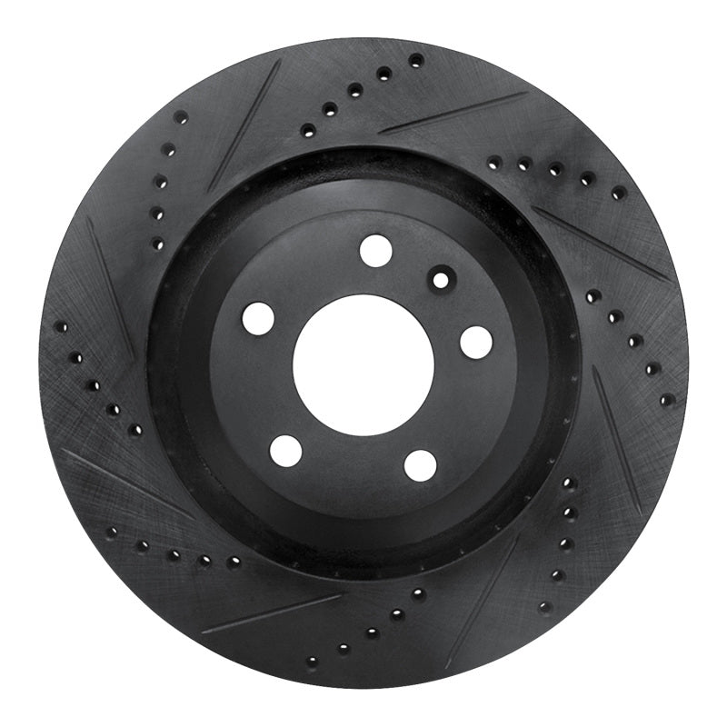 R1 05-11 Audi A6 Quattro Rear Left Drilled & Slotted Black Brake Rotor