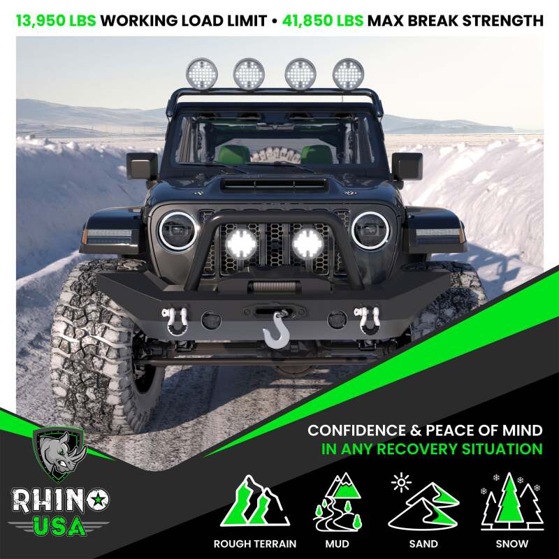 Rhino USA 3/4In D-Ring Shackle Set (2-Pack)(Green)