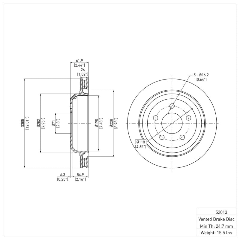R1 1998-2002 Chevrolet Camaro Rear Brake Rotor