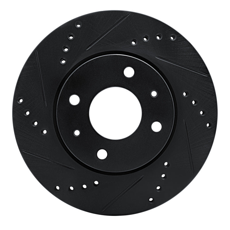 R1 04-04 Mitsubishi Lancer Front Left Drilled & Slotted Black Brake Rotor