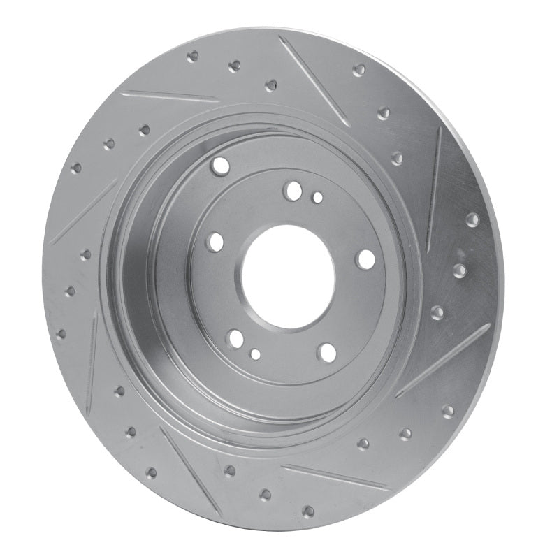 DFC 10-16 Hyundai Genesis Coupe Rear Left Drilled & Slotted Silver Brake Rotor