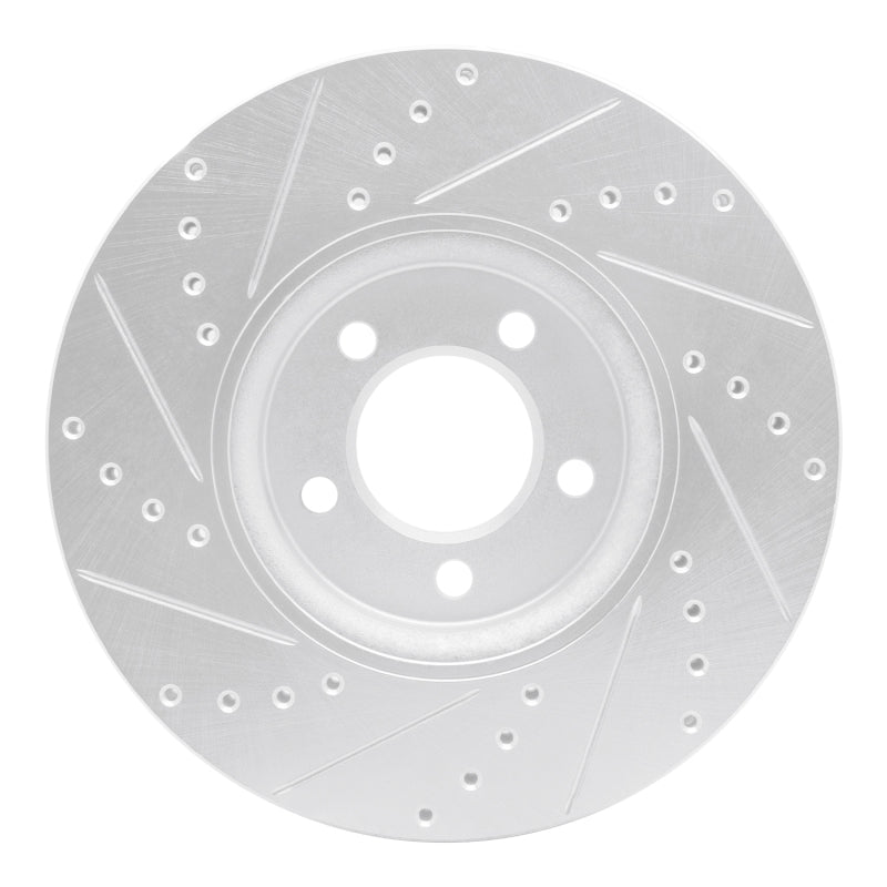 R1 06-08 Jaguar S-Type Front Right Drilled & Slotted Silver Brake Rotor
