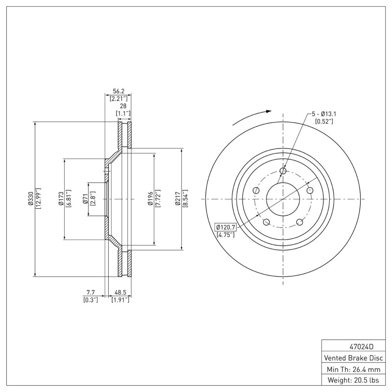 R1 88-96 Chevrolet Corvette Right Front Brake Rotor