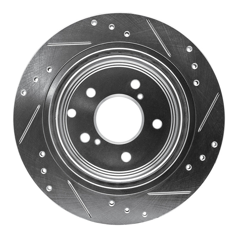 R1 89-96 Nissan 300ZX Turbo Rear Left Drilled & Slotted Silver Brake Rotor