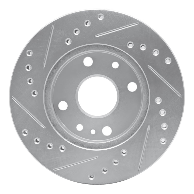 R1 94-02 Ford ASPIRE Front Right Drilled & Slotted Silver Brake Rotor