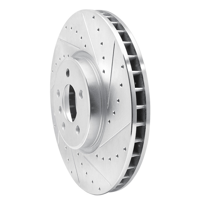 R1 08-19 BMW X5 Front Right Drilled & Slotted Silver Brake Rotor