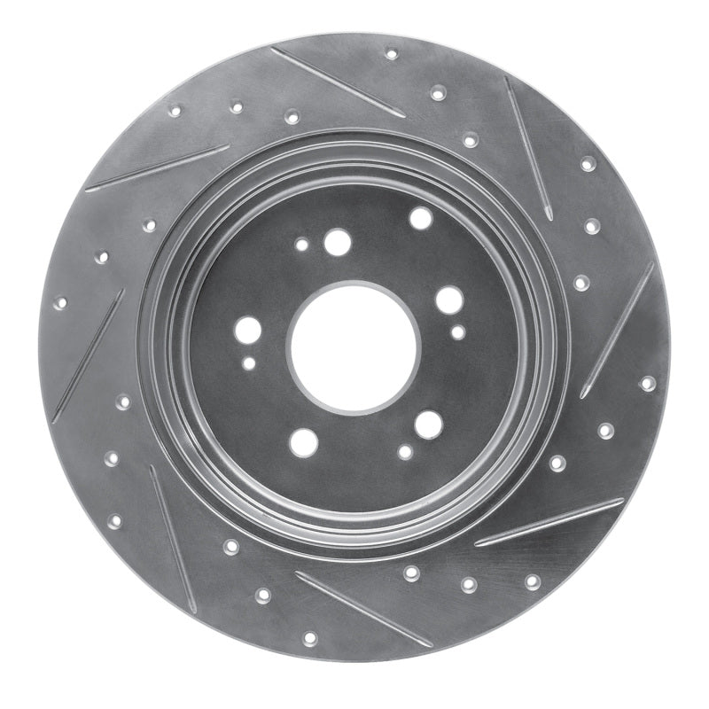 R1 06-14 Honda Ridgeline Rear Left Drilled & Slotted Silver Brake Rotor