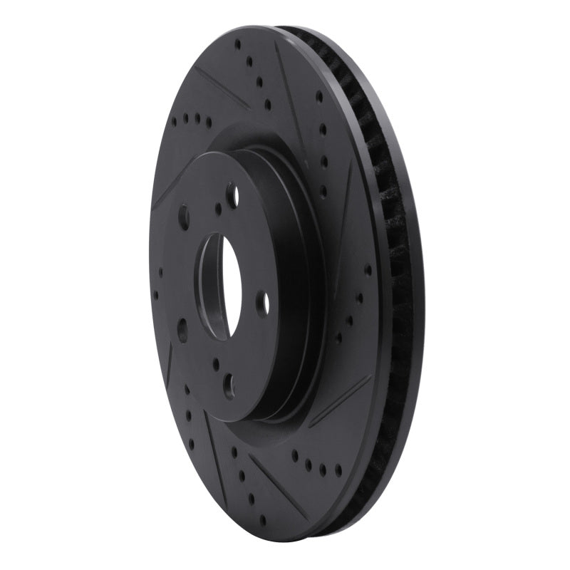 R1 06-20 Lexus ES350 Front Right Drilled & Slotted Black Brake Rotor