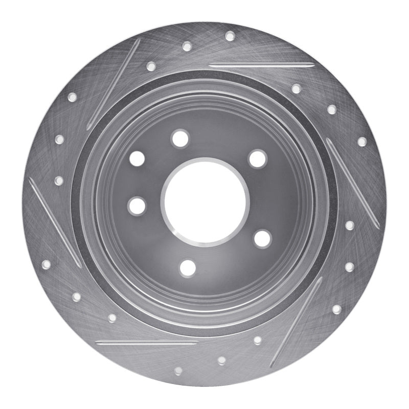 R1 02-25 Nissan Maxima Rear Right Drilled & Slotted Silver Brake Rotor