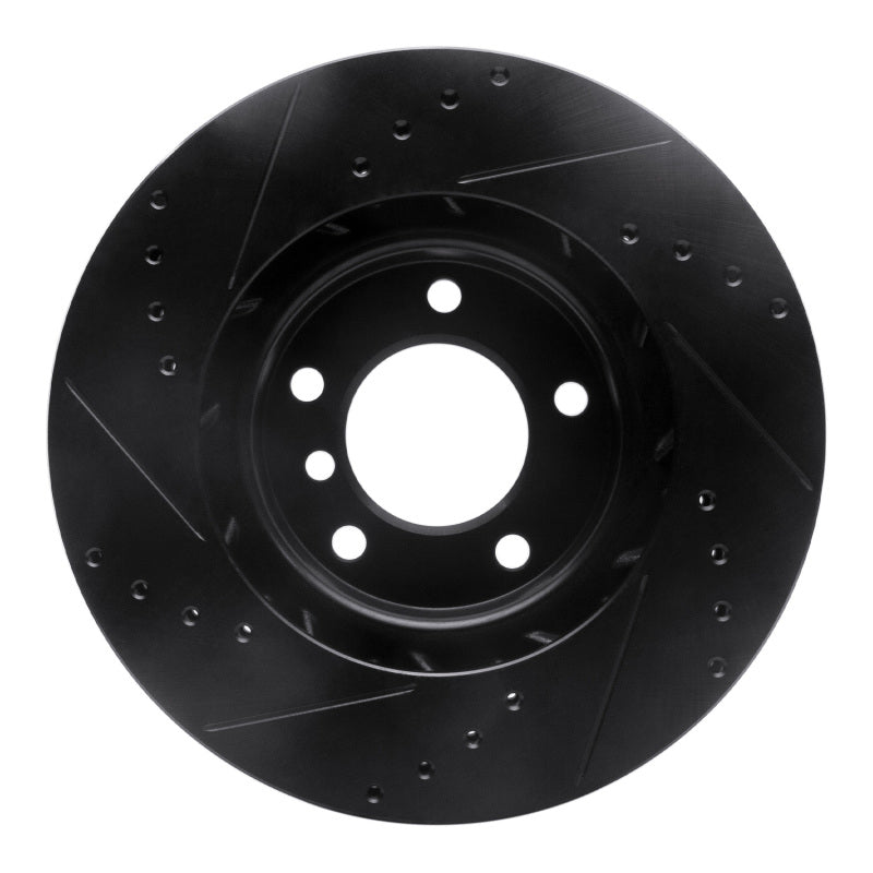 R1 95-99 BMW M3 E36 Left Front Drilled & Slotted Black Brake Rotor