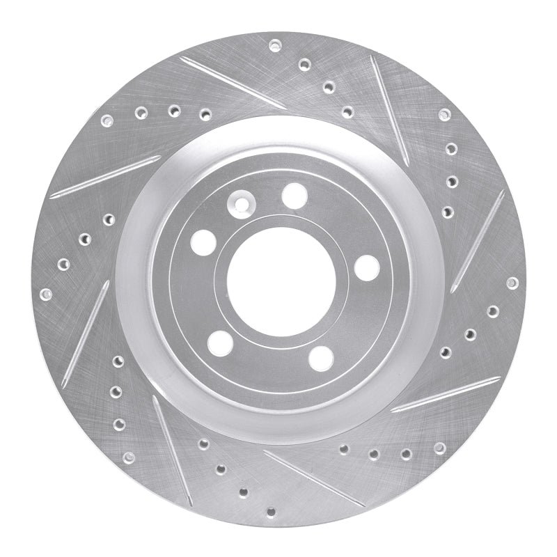 R1 11-14 Ford Mustang Front Right Drilled & Slotted Silver Brake Rotor