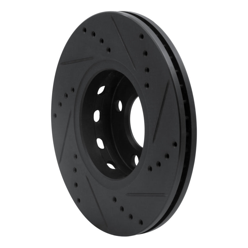 R1 90-98 Audi Cabriolet Front Left Drilled & Slotted Black Brake Rotor