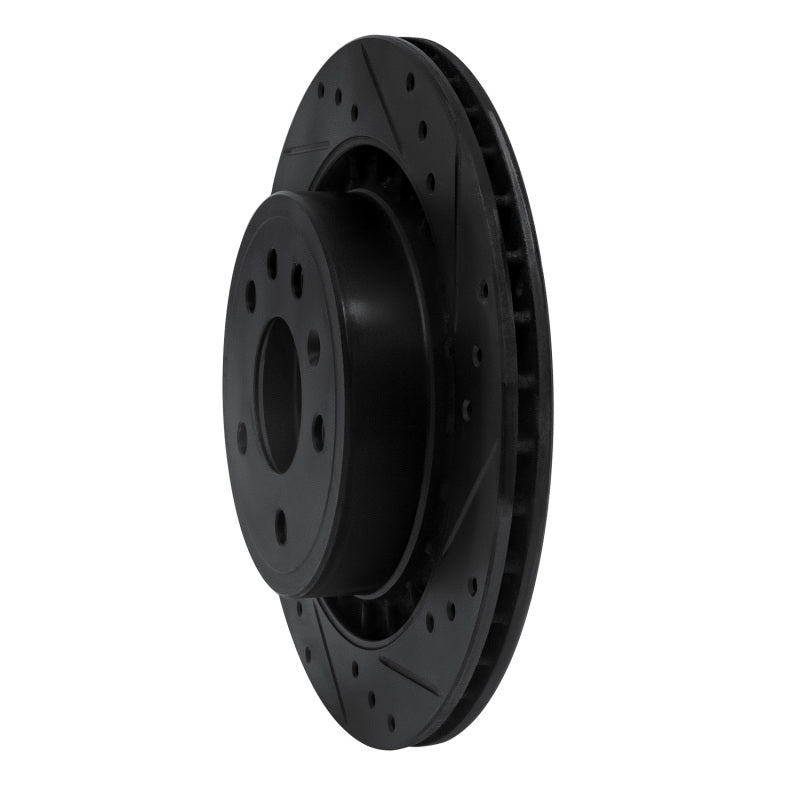 R1 02-10 Saab 9-5 Rear Right Drilled & Slotted Black Brake Rotor